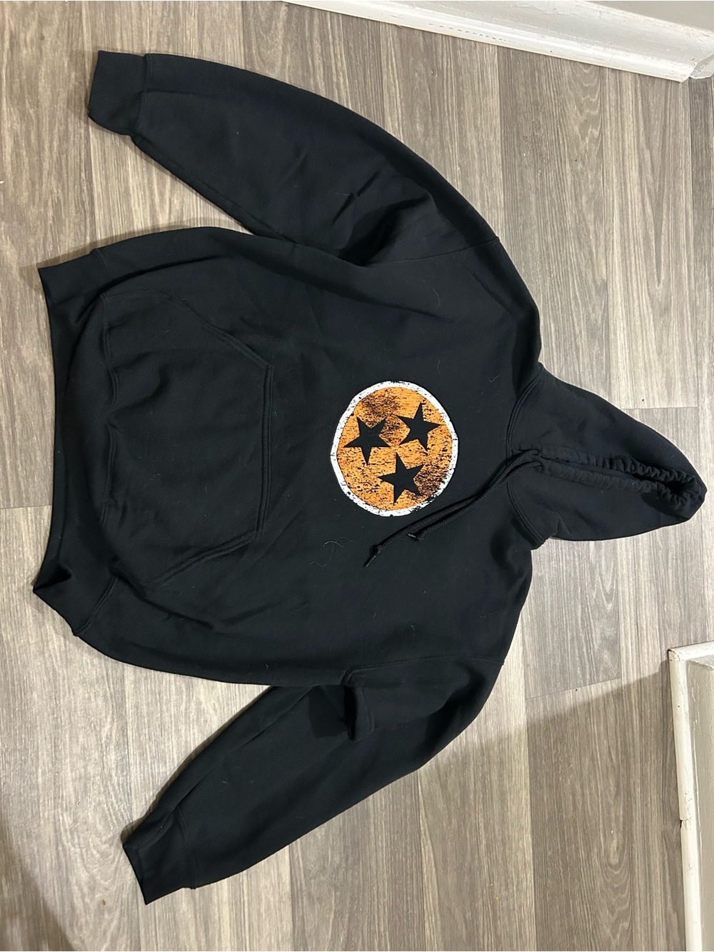 Gildan Black Pullover Hoodie with White Logo Print